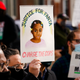 Protesters call for police accountability in the death of 8-year-old Fanta Bility who was shot outside a football game, at the Delaware County Courthouse in Media, Pa.
